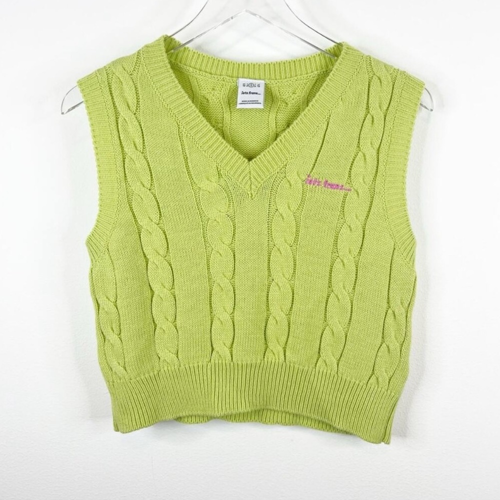 Urban Outfitters iets frans Cable-Knit‎ Sweater Vest M Green